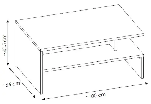 Couchtisch - LB ca. 100x66 cm, Cremona Eiche Torro Nachbildung, Kaschmir