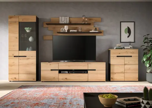 Wandboard - B ca. 184 cm, Artisan Eiche Nachbildung, Basalt grau