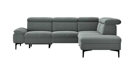 Ecksofa Felipa - 2,5-Sitzer mit Ecke rechts inkl. Armlehne verstellbar und Rückenlehne/Sitztiefe verstellbar (motorisch), Stoff, Grau