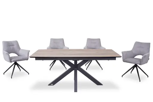 Armlehnstuhl MALEEN - drehbar, Stoff, Hellgrau