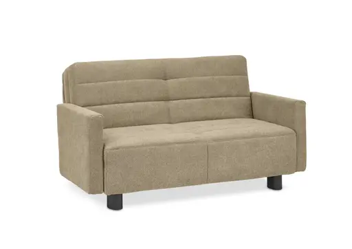  Faltsofa Easy - 2-Sitzer, ca. 140 cm inkl. Schlaffunktion/Topper/Armteil verstellbar, Stoff, Braun