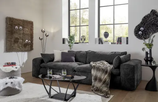  Sofa - 3-Sitzer, Stoff, Schwarz