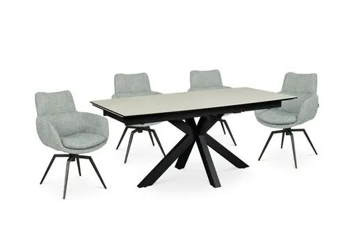 Esstisch MELANIA - ausziehbar, LB ca. 180x95 cm, Glaskeramik, Travertin farbig