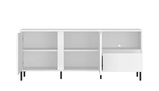 TV-Lowboard - B ca. 158 cm, Weiß, Weiß Hochglanz