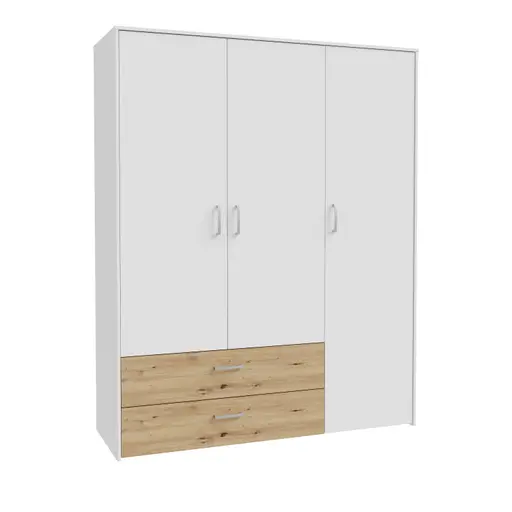 Drehtürenschrank FILIPO- B ca. 153 cm, Weiß, Eiche Dekor