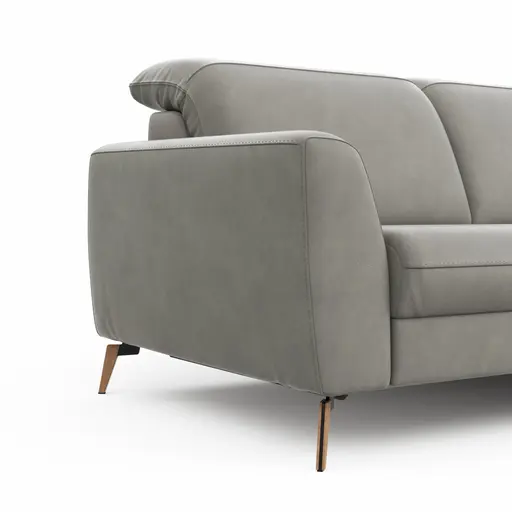 Sofa Tulsa KV - 2,5-Sitzer, inkl. Relaxfunktion und Kopfteilverstellung (motorisch), Leder, Graubeige