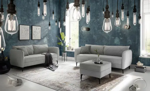 Sofa JERINA - 2,5-Sitzer, Stoff, Hellgrau