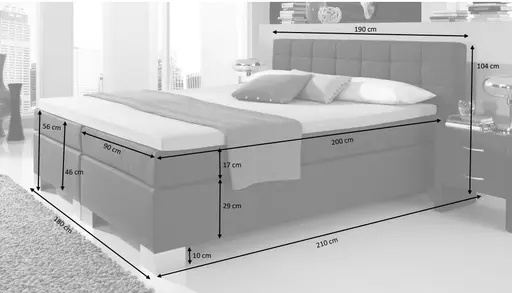 Boxspringbett HAIKOS- Liegefläche ca. 180x200 cm, Stoff, Anthrazit, ink. Topper