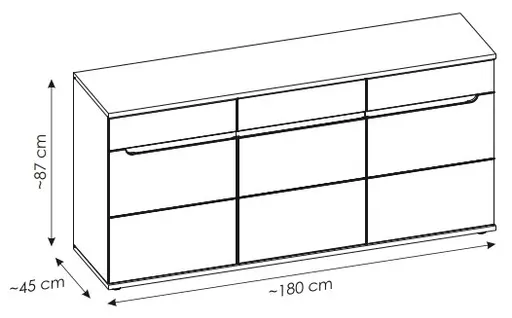 Sideboard - B ca. 180 cm, Kaschmir, Nussbaum Nachbildung
