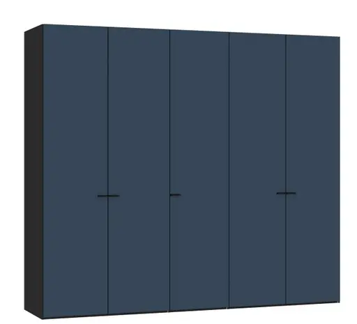 Drehtürenschrank JOIN IT- B ca. 252 cm,  Schwarz, Glas, Blaugrau, Matt