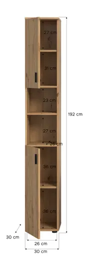 Hochschrank - B ca. 30 cm, Artisan Eiche Nachbildung