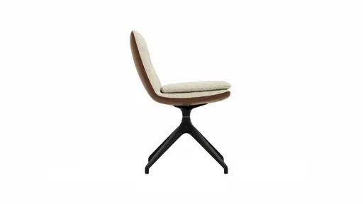 Polsterstuhl Macano - drehbar, Stoff & Leder, Beige, Cognac