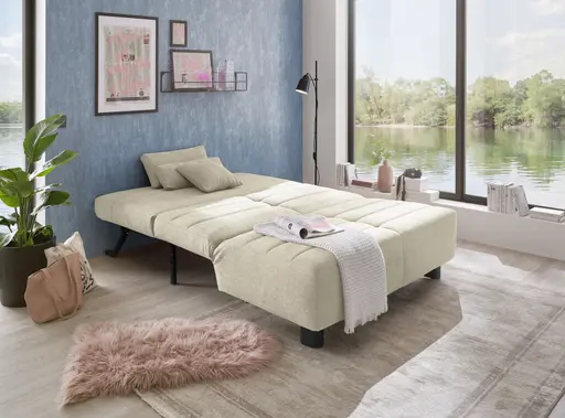Faltsofa Easy - 2-Sitzer ohne Armlehne, ca. 140 cm inkl. Schlaffunktion, Stoff, Taupe