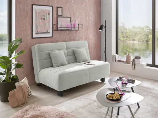  Faltsofa Easy - 2-Sitzer ohne Armlehne, ca. 140 cm inkl. Schlaffunktion, Stoff, Grau