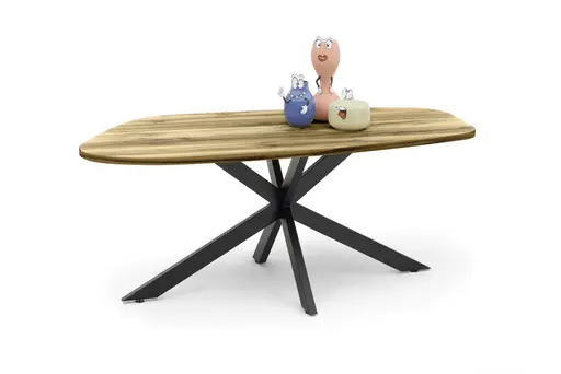 Esstisch - LB ca. 200x100 cm, Plankeneiche, Schwarz