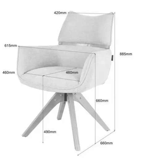 Armlehnstuhl MAROU - drehbar, Stoff, Braun