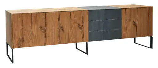 Sideboard Mileto - Asteiche massiv, Natur geölt, Keramik
