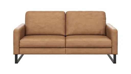 Sofa Enna - 3-Sitzer, Armlehne A, Leder, Cognac Kufe, Schwarz