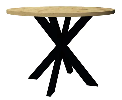 Esstisch - Ø/H ca. 110x75 cm, Asteiche, Schwarz