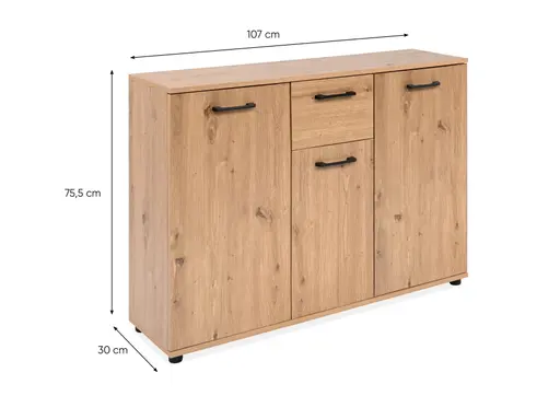 Sideboard- B ca. 107 cm, Eiche Dekor