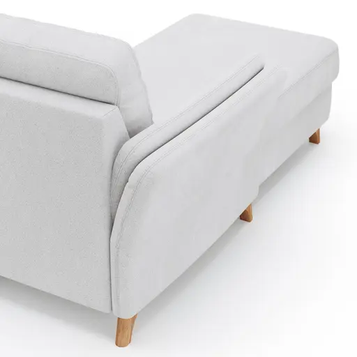 Ecksofa Vayra - Longchair links mit 2,5-Sitzer rechts, Stoff, Offwhite
