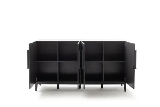 Sideboard Jyn - BHT ca. 197x109x46 cm, Lack, Schwarz