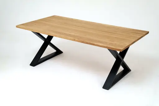 Couchtisch - LB ca. 110x60 cm, Wildeiche massiv geölt, Schwarz