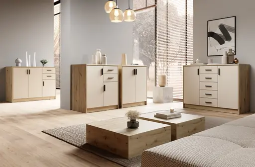 Kommode - B ca. 109 cm, Artisan Eiche Nachbildung, Kaschmir