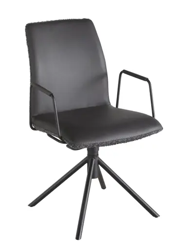 Armlehnstuhl Sedana - drehbar, Stoff, Dunkelgrau