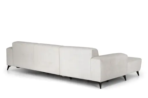 Ecksofa - Longchair links mit 3-Sitzer, Stoff, Natur