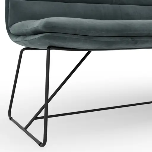 Bank Jukka - B ca. 200 cm, Stoff, Jade, Kufe, Schwarz