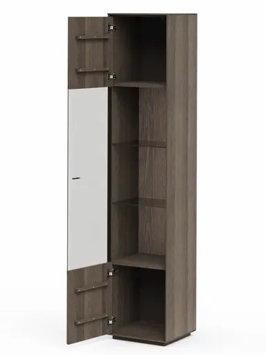 Vitrine Saratoga - links, Buche massiv, silbergrau geölt