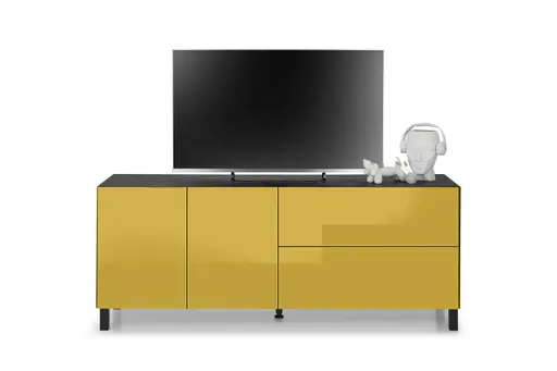 Lowboard - B ca. 181 cm, Goldgelb, Keramikoptik