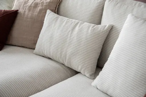 Ecksofa Janne - Longchair links, 1,5-Sitzer, Cord, Offwhite