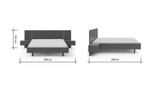 Bettanlage Matera - Lack, Grau, Absetzung Gelb