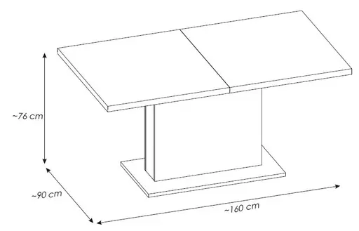 Esstisch - ausziehbar, LB ca. 160-200x90 cm, Cremona Eiche Nachbildung
