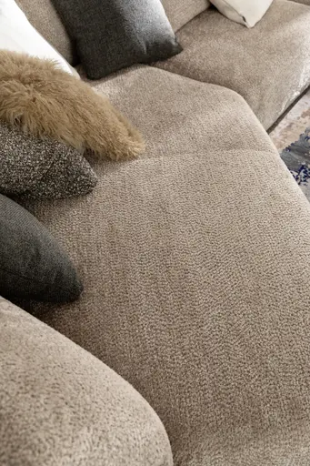 Trapezsofa Motone - Ecke links mit 2-Sitzer, Stoff, Beige