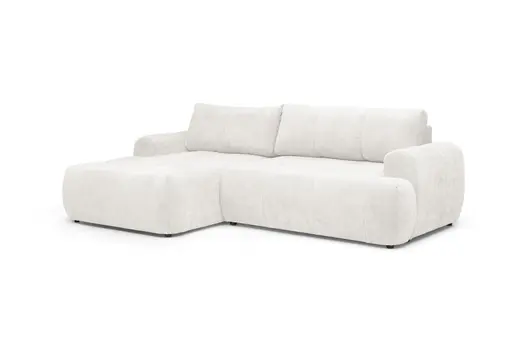 Ecksofa - Longchair links mit 2-Sitzer, Stoff,Offweiss
