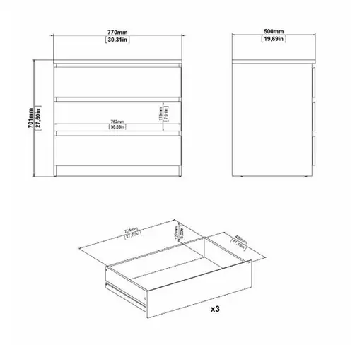 Kommode - B ca. 77 cm, Jackson Hickory Nachbildung