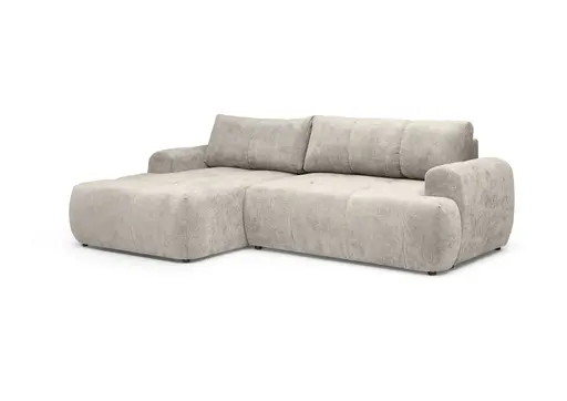 Ecksofa - Longchair links mit 2-Sitzer, Stoff, Beige
