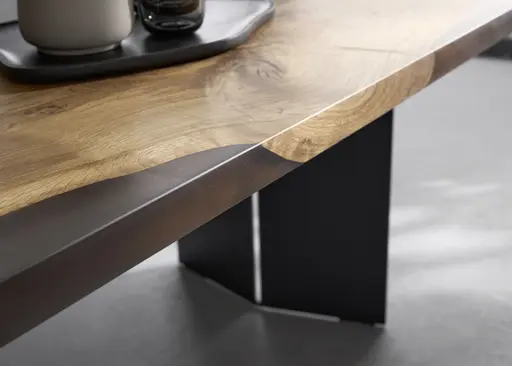 Esstisch Nera - LB ca. 220 x 110 cm, Asteiche massiv, Epoxy, Grau