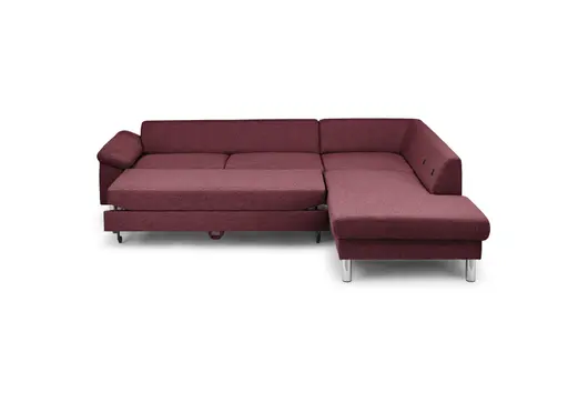 Ecksofa COOL - 2,5-Sitzer mit Ecke rechts, Querschläfer, Stoff, Burgund