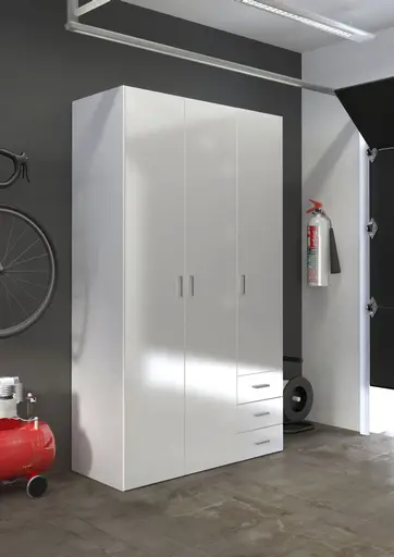 Drehtürenschrank- B ca. 116 cm, Weiß, Hochglanz