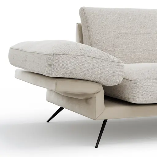 Ecksofa Valdemoro - 2,5-Sitzer mit  Longchair rechts inkl. Rückenlehne verstellbar, Stoff, Creme