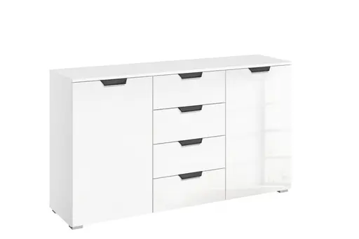 Kommode ROMED- Weiß, Glas Weiß