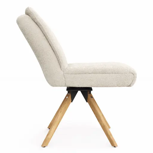 Stuhl Evania - Dreh und Relax-Funktion, niedriger Rücken, Stoff, Creme