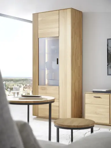 Vitrine Estana - inkl. Beleuchtung, Eiche massiv, legno