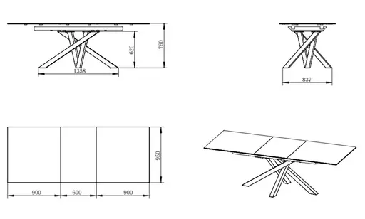 Esstisch MIKKEL - ausziehbar, LB ca. 180x95 cm, Glaskeramik, Braun