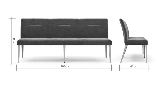 Bank Nashville - Breite ca. 200 cm, Stoff, Dunkelbraun