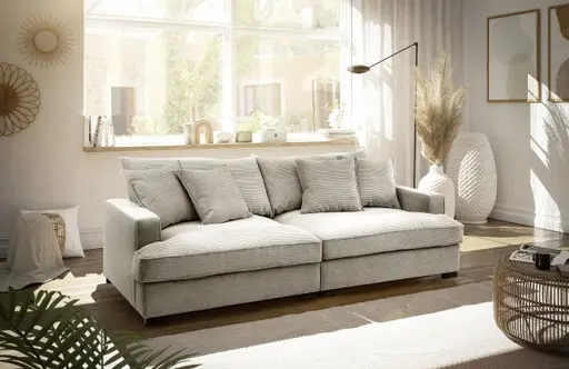 Megasofa - 3-Sitzer, Stoff, Beige